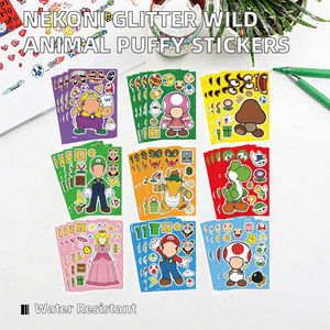 Pegatinas de Animales con Purpurina de Dibujos Animados, Jabalí, Cerdo, Oso, Gato, Pegatinas Hinchables Ecológicas de Transferencia Térmica para Fiestas - Product Image 2