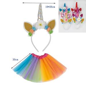 Nouvelle Collection 2026 : Accessoires de Fête d'Halloween pour Enfants en Gros – Robe Tutu Arc-en-ciel avec Bandeau Licorne - Product Image 1