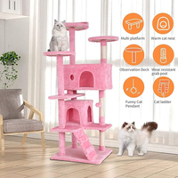 Usine personnalisée moderne de luxe rose en peluche grand chat escalade arbre à gratter condo avec grattoirs et lit