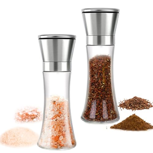 Molino de Sal y Pimienta de Acero Inoxidable Dorado en Oferta, Recipiente para Especias, Molinillo Manual de Vidrio Ajustable para Cocina - Product Image 4