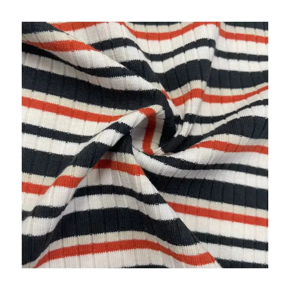 Best-Selling High Quality stripes pattern warm fashionable and comfortable breathable yarn dyed RIB for Garment Cuff