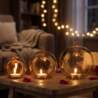 Portavelas Circular de Vidrio Resistente al Calor para Decoración de Paredes y Ventanas, Iluminación Ambiental para Bodas y Fiestas, Adornos