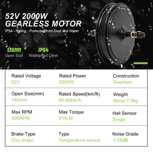 GreenPedel Kit de conversión Ebike 26 27,5 28 "sin escobillas Direct Hub 52V 2000W Kit de conversión Ebike - Product Image 3