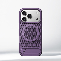 Coque de protection en métal à grille alvéolée pour iPhone 18 17 Pro Max Air 16 15 avec support de refroidissement et dissipation thermique pour chargement sans fil