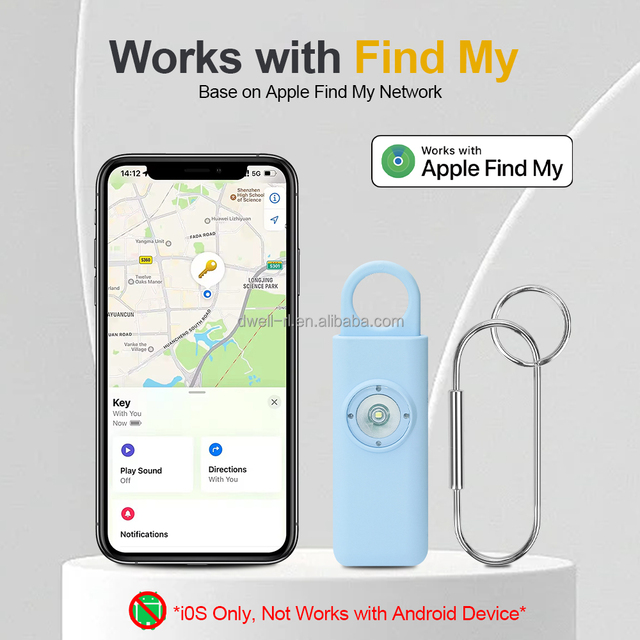 Dwell Anti Lost Rechargeable GPS Tracker for Women with 130 DB Alarm Anti-Theft Works with Apple Find My APP Super Lightweight