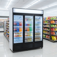 Réfrigérateur commercial vertical à triple porte, le plus populaire, à faible bruit, avec refroidissement par air, pour sodas, bières et boissons, idéal pour les magasins de proximité