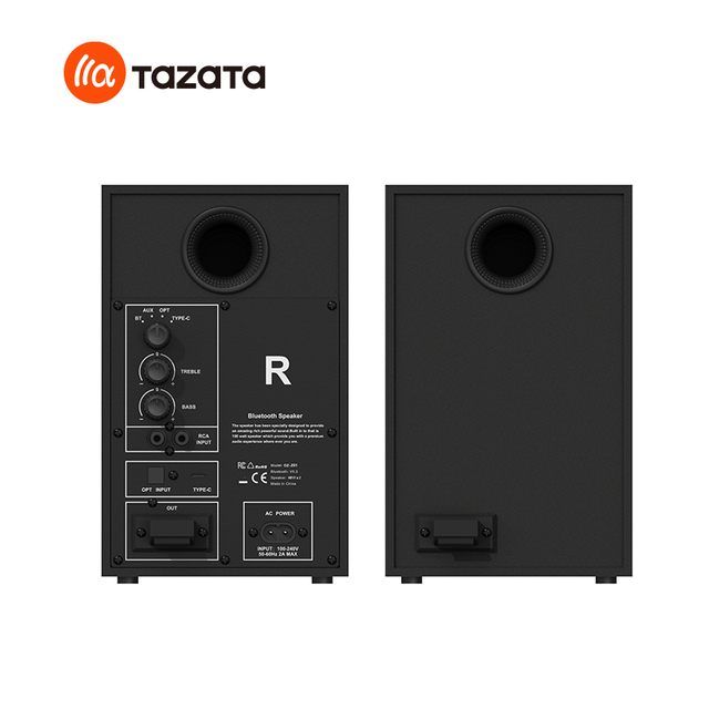 60W Wooden 2.0 Active BT5.3 Bookshelf Speakers, Home Studio Monitor Speaker System