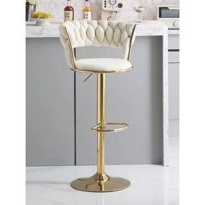 Silla de Bar Moderna y Sencilla de Hierro, Estilo Lujoso, con Respaldo Giratorio y Elevación, Diseño de Patas Altas para Restaurante o Comedor - Product Image 5