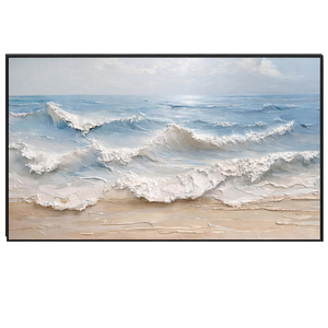 Minimalist Custom Oil Painting Sea Wave Textured Hand Painted <b>Canvas</b> Wall Art Gift Decorative Original Artwork Home Hotel Decor - Product Image 2
