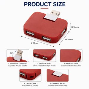 Promotion : Hub USB 4-en-1 haute vitesse avec logo personnalisé pour ordinateurs portables – Design mini carré, accessoire numérique, cadeau - Product Image 4