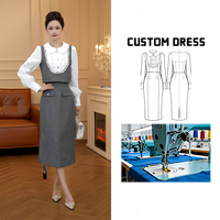Robe midi élégante tissée unie à contraste de couleurs automne 9089 London Letter pour femme, taille haute, style mondaine et tendance