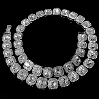 C025 Offre Spéciale 13mm Hip Hop plein verre strass carré collier mode or glacé cubain lien chaîne collier bijoux