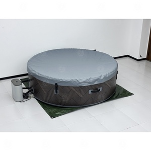 Bain à remous <span class=keywords><strong>gonflable</strong></span> effet bois <span class=keywords><strong>pour</strong></span> 3 personnes, utilisable toute l'année, bain à remous extérieur, bain à remous intérieur avec jets <span class=keywords><strong>d</strong></span>'air, <span class=keywords><strong>spa</strong></span> rond portable - Product Image 4