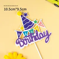 Niedliche Bunte Cartoon-Süßigkeiten Kuchendekoration Topper Happy Birthday Geschenkbox Ballon Partyhut Kinder HB Einlage Made in China