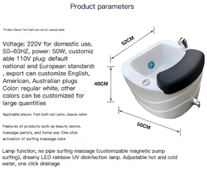 Sillón de Pedicura Europeo Moderno y de Lujo con Bañera Portátil para Spa de Pies y Funciones de Manicura - Product Image 6