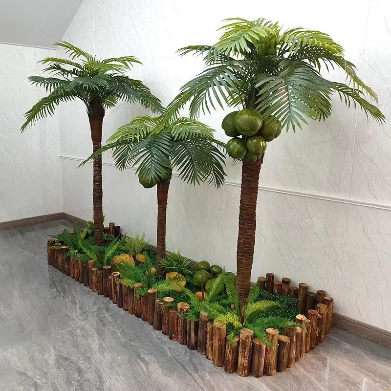 Nouveau design d'intérieur cocotier artificiel arbre fruitier paysage hôtel école jardin palmier géant cocotiers