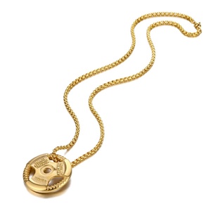 Stainless Steel Fitness Gym Sports Dumbbell <b>Weight</b> Lifters <b>Barbell</b> Box Chain Jewelry Dumbbell Pendant Necklace - Product Image 5