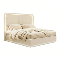 Ensemble de meubles de chambre à coucher de luxe moderne avec lit king size, table de chevet, commode à tiroirs (5+), tête de lit éclairée - Matériel en bois