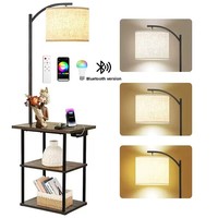 Lampe de sol en fer télécommandée transfrontalière avec étagère de rangement et bibliothèque, rechargeable USB Type-C pour lumière LED à CRI élevé 90