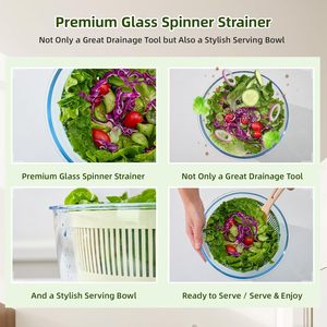 Utensilios para Ensaladas de Plástico, Aptos para Lavavajillas, Capacidad de 4.5L, Mezclador y Centrifugador de Frutas y Verduras para Cocina - Product Image 4