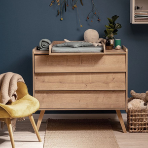 Commode à 3 tiroirs en bois de chêne vintage avec <span class=keywords><strong>table</strong></span> à <span class=keywords><strong>langer</strong></span> moderne et matelas à <span class=keywords><strong>langer</strong></span> pour chambre à coucher et salon - Product Image 3