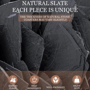 Wholesale Black Non-Slip Drink <b>Slate</b> Stone Bulk Coasters Set Holder Square Round <b>Slate</b> Coasters with Holder for Laser Engraving - Product Image 6