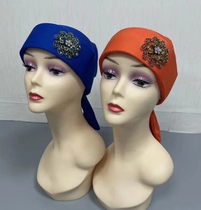 MH-1189 Casquettes ajustables en coton à motif floral multicolore avec strass pour femmes <span class=keywords><strong>musulmanes</strong></span> africaines, idéales pour le sport et le cyclisme – Meilleures ventes - Product Image 5