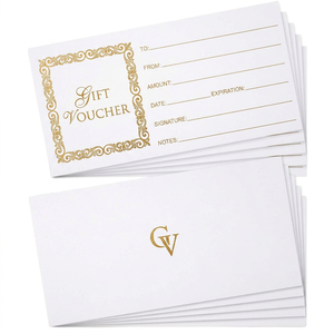 <span class=keywords><strong>Buono</strong></span> <span class=keywords><strong>Regalo</strong></span> Personalizzato con Lamina d'Oro e Busta, Set di Voucher Riempibili su Cartoncino Bianco, Certificato <span class=keywords><strong>Regalo</strong></span> di Lusso per Cartoleria all'Ingrosso - Product Image 1