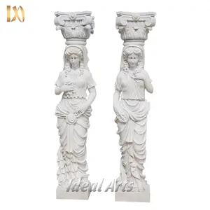 Fábrica al por mayor de mármol tallado dama columna estatua