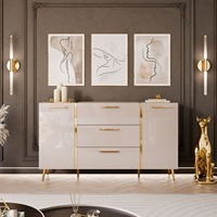 Meuble TV et Table Basse Modulaires de Luxe Scandiniens Modernes Minimalistes Brillants Certifiés FSC, Personnalisables OEM pour Salon