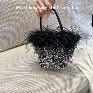 24 New Models High-End <b>Sequin</b> Evening <b>Bags</b> Ostrich Handheld Shoulder Crossbody <b>Bags</b> Parties Annual Polyester Tanjing - Product Image 2