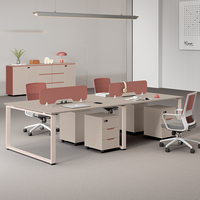 Bureau de travail moderne minimaliste ou bureau en bois double face kaki pour huit personnes