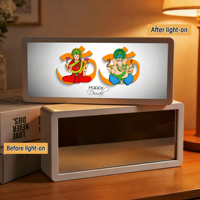 Lampe de table LED rechargeable en plastique, nouveauté indienne, pour intérieur, lumière blanc chaud, télécommande et contrôle tactile, thème hindou, pour Diwali