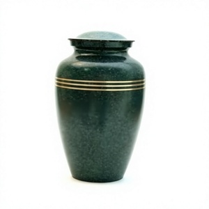 High Quality <b>Green</b> Marble Brass Cremation Urns With <b>Velvet</b> Bag - Product Image 1
