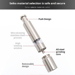 Moulin à sel et à poivre en acier inoxydable à <span class=keywords><strong>action</strong></span> de ressort de pouce de conception moderne Gadgets de cuisine Shaker de moulin à pompe - Product Image 4