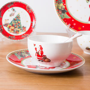 Juego de vajilla navideña de dibujos animados, 20-40 piezas, platos redondos, tazones, tazas, regalo para decoración de fiestas en casa - Product Image 2