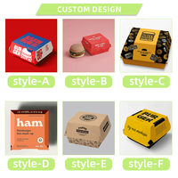 Caja para Hamburguesas de Cartón Corrugado, Diseño de Marca con Logotipo Personalizado, Ecológica, Hecha con Materiales Reciclados, Moderna, para Comida para Llevar
