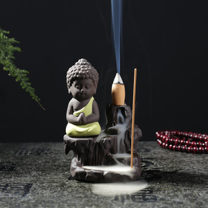 Professional Customized Resin Ceramic Crafts, Small Monk Incense <strong>Burning</strong> Home Decor Sculpture Custom - Product Image 6