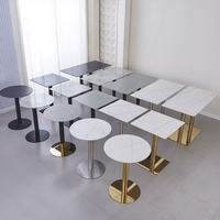 Table en pierre de luxe léger pour café rapide, combinaison table et chaises en pierre, table et chaises longues et carrées pour salon de thé