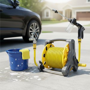 Carrello Avvolgitubo da Giardino in ABS/PVC a Prezzo Conveniente con Vano Portaoggetti Esterno per Tubi da Giardino - Product Image 1