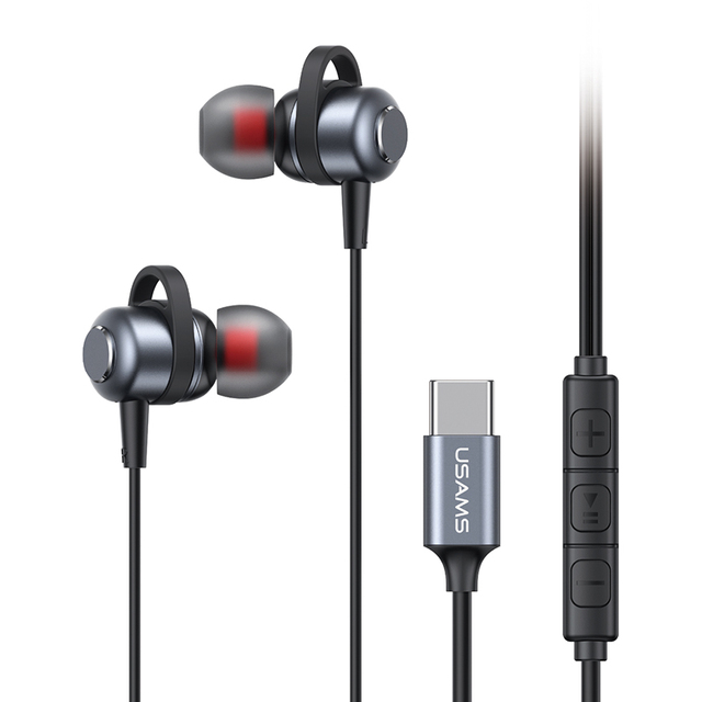 USAMS EP-48 Low Price Metal+TPE Material Earpiece Handsfree TYPE C Small Wired Earphones