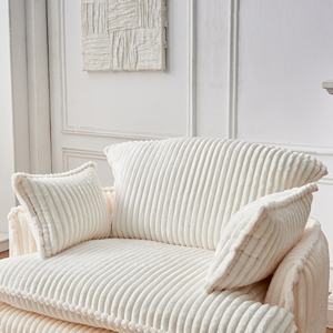 Fauteuil compressé avec ottoman, fauteuil-canapé en velours côtelé nuage, fauteuil-lit pour salon, chambre à coucher, balcon, salle de lecture, beige - Product Image 5