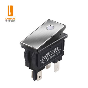 מתג נדנדה דו-מצבי LANBOO LB2810.5 מסוג סירה, תאורת LED רב-צבעונית, 16A, 250VAC מתח מקסימלי, חומר PA66, 2NO מגעים - Product Image 2