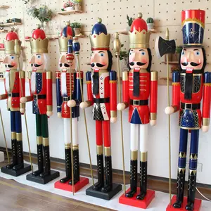 Nhà Máy Trực Tiếp Bán Ngoài Trời 1.8M Lớn Nutcracker Giáng Sinh Bằng Gỗ Cao Nutcracker 180Cm Con Rối Nutcracker Soldier King