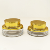 Pot en verre avec couvercle doré Homay de luxe rond transparent 30g 50g pour emballage de soins de la peau crème de luxe pour le visage crème cosmétique