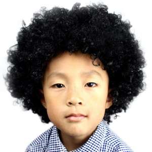 14" Short Black Kinky Curly Synthetic Fancy Dress Party Costume Super Afro Clown Kids Afro African American Wig