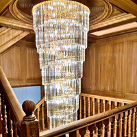 Lustre en cristal de luxe sur mesure pour villas, éclairage suspendu haut de gamme pour escaliers en colimaçon, hôtels et duplex