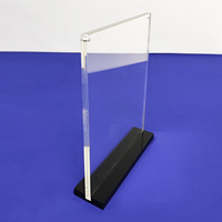 Support de présentation magnétique en acrylique pour table, présentoir de bureau en acrylique pour étiquettes avec base noire