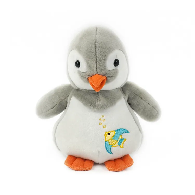Venda quente personalizado artesanato bonito cinza pinguins de pelúcia macia brinquedos de pelúcia