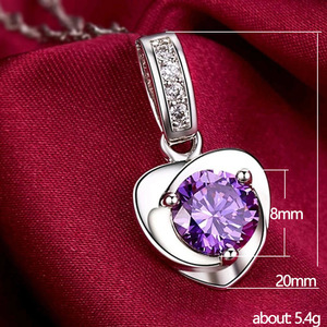Collana con Ciondolo a Cuore Viola per Donna, Accessorio Quotidiano con Catena per Clavicola - Product Image 4